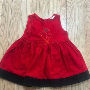 Vintage Rare Editions Red and Black Sleeveless Dress with Heart Embroidery